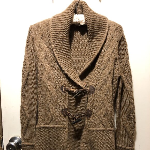 Ann Taylor Loft Brown Cable Knit Toggle Button Cardigan Sweater Size SP - Picture 1 of 12
